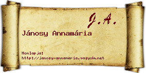 Jánosy Annamária névjegykártya
